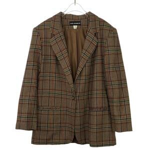 Sag Harbor 90s Vintage Brown Plaid Blazer Jacket Dark Academia Large Retro